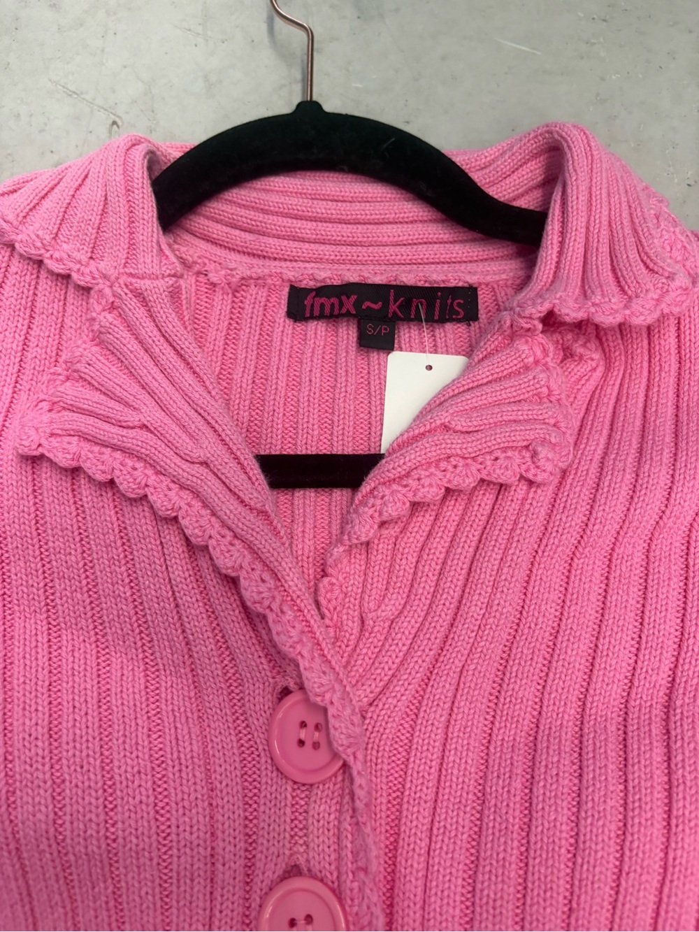 Pink Ribbed Button-Up Cardigan - Picture 3 of 3